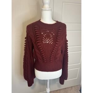 ANTHROPOLOGIE Size XS Knited Long Sleeve Sweater Maroon NWT